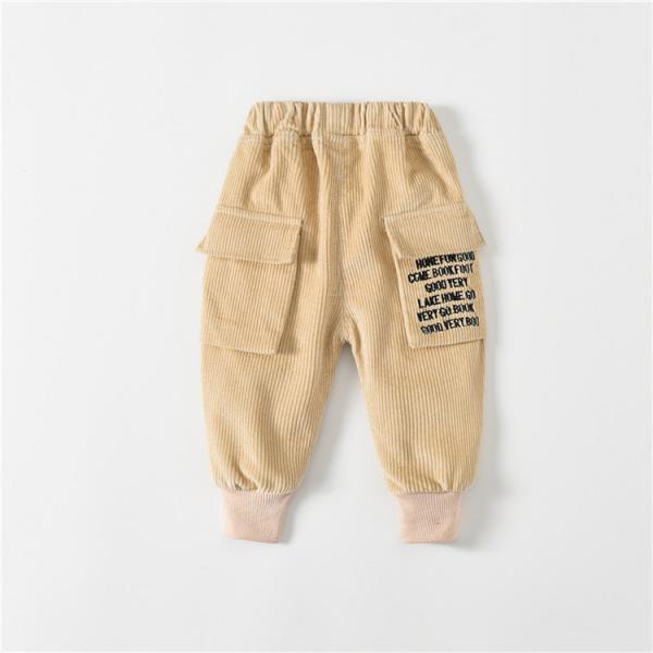 格林小客宝宝春款灯芯绒长裤男女童棉类绣字母工装裤儿童韩版裤子