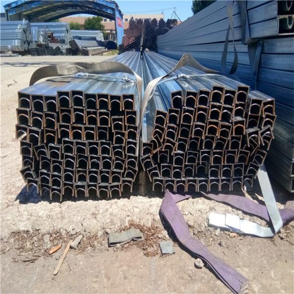 100*100单凹槽管厂家、100双凹槽管尺寸、镀锌带凹槽管厂